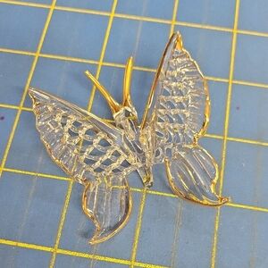 Elegant Gold and Clear 2 1/2" Butterfly Glass